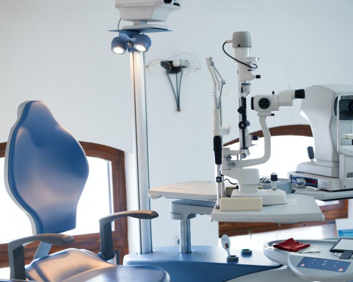 Medical equipment of ophthalmologist in modern office